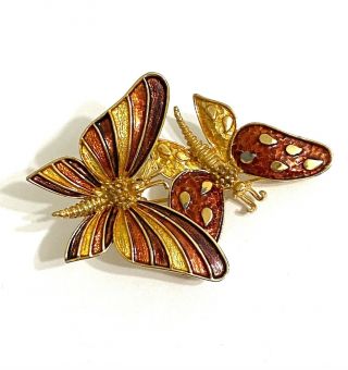 Rare Vintage Gorgeous Enamel Marcel Boucher Trembler Butterfly Brooch Pin
