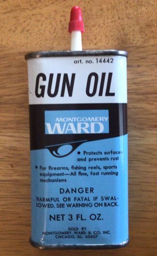 Vintage Montgomery Ward Oblong Gun Oil Can,  3 Oz.