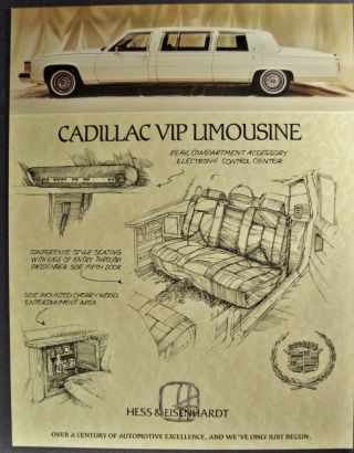 1987 Hess Eisenhardt Cadillac Brougham Vip Limousine Brochure Sheet 87