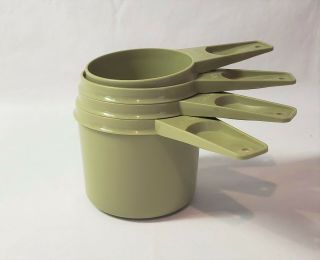 Vintage Tupperware Avocado Green Measuring Cups 1 Cup 3/4 Cup 2/3 Cup & 1/3 Cup
