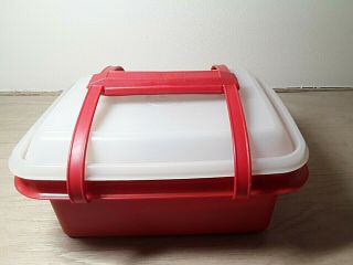 Vintage Tupperware Red (orange?) Pack - N - Carry Lunchbox Plus Containers & Lids