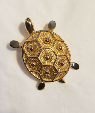 Vintage Christian Dior Turtle Brooch Gold Toned,  Signed,  Rare Find