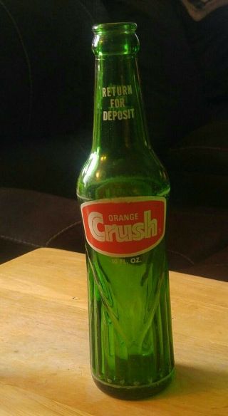 Old Orange Crush Rare " Green " Glass Soda Bottle - Mae West - Evanston,  Illinois