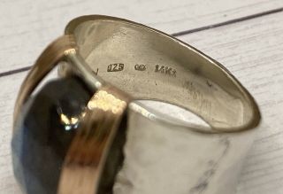 Vintage Sterling Silver And 14k Gold Designer Ring Sampson Sz 7 Stone 3