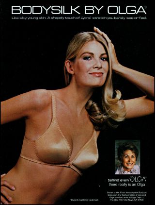 1982 Pretty Blonde Woman In Bodysilk Bra By Olga Retro Photo Print Ad S23