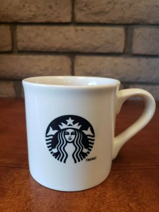 2013 Starbucks White W/ Black Siren Mermaid Coffee Mug Tea Cup 14oz Made In Usa