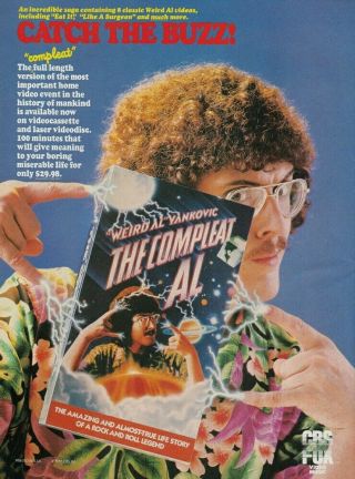 Weird Al Yankovic The Compleat Al Home Video 1985 8x11 Promo Poster Ad