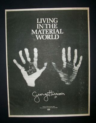 George Harrison Living In The Material World 1973 Poster Type Ad,  Promo Advert