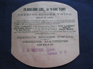 Victorian Trade Card 1800 ' s Deering Binder Twine T.  H Bryden Vernon NY Die Cut 80 2