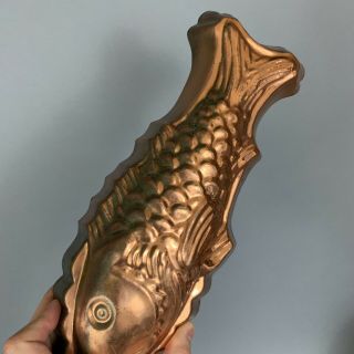 Vintage Copper Fish Mold Wall Hanging Kitchen Decor