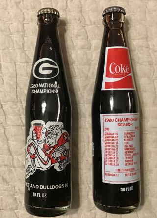 1980 Uga Georgia Bulldogs National Champions Coke Bottle Coca Cola X2