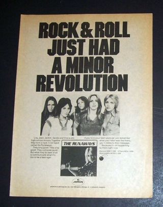 The Runaways Debut 1st Album 1976 Small Poster Type Ad,  Advert,  Bonus