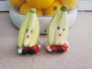 Vintage Anthropomorphic Banana Heads Salt And Pepper Shakers - Japan