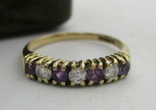 An Attractive Fully Hallmarked 9ct Gold Amethyst & White Stone Set Lady 