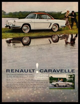 1961 Renault Caravell 2 - Door Hardtop Convertible Rear Engine Umbrella Print Ad
