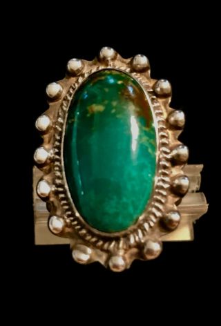 Old Pawn Sterling Silver & Turquoise Native American Ring