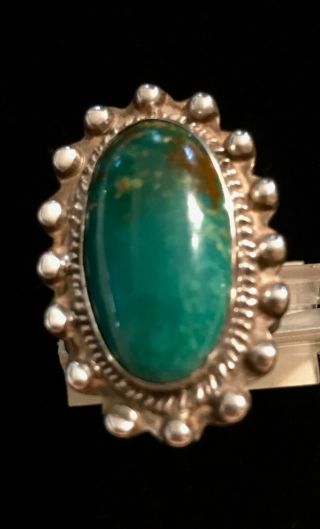 OLD PAWN STERLING SILVER & TURQUOISE NATIVE AMERICAN RING 3