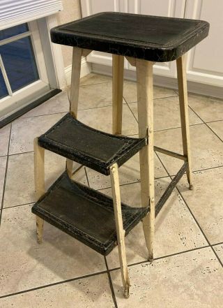 Vintage Mid Century Powell Steel Co.  Step Stool With Flip Down Steps Stool