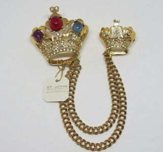 Authentic St.  John Crown Cabochon Brooch W/tags