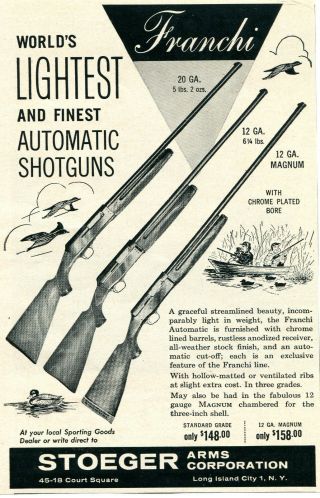 1957 Small Print Ad Of Stoeger Arms Franchi World 