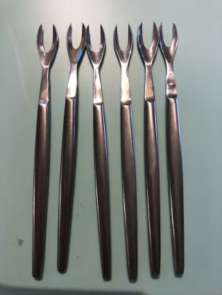 Vintage Tw / Wt Italy Cocktail Fork Set Of 6 Stainless Steel