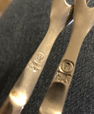 Vintage TW / WT Italy Cocktail Fork Set Of 6 Stainless Steel 3