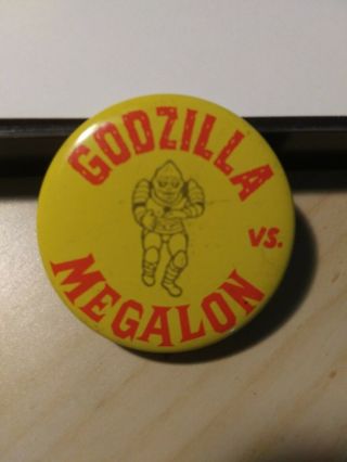 Vintage Godzilla Vs Megalon Movie Promotion Pin Pinback Button Jet Jaguar