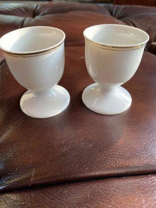 Vintage Ceramic White Egg Cups With Gold Trim Made In Japan