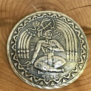Pendant Brooch Aztec Maya Inca Warrior God Taxco Mexico 925 Sterling Silver