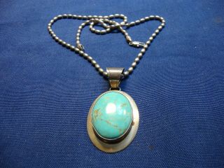 Navajo Native American Turquoise Sterling Silver Big Chunky Necklace