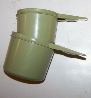 Vintage Tupperware Nesting Measuring Cups Avocado Green 1/3 Cup And 1/2 Cup
