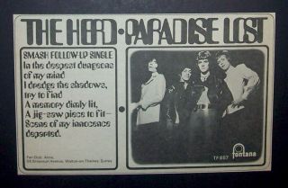 The Herd Paradise Lost 1967 Small Poster Type Ad,  Peter Frampton Bonus