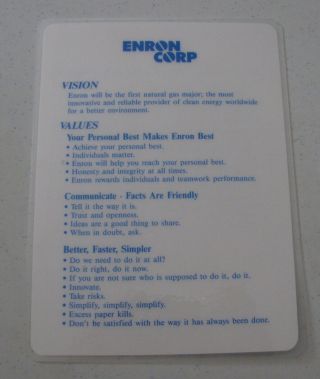 Enron Vision & Value Laminated (two)
