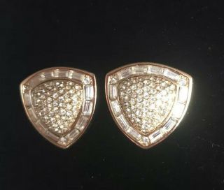 Vintage Grosse For Christian Dior Large Gold Tone & Crystal Clip On Earrings Vgc
