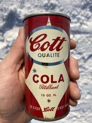 Rare Flat Top Cott Tin Can Soda Pop Bottle Canada
