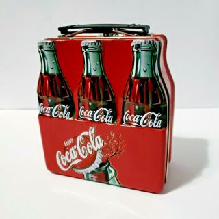 Vintage Coca - Cola Soda Pop Coke 6 Pack Metal 6 " Mini Lunch Box Tin With Handle