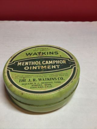 Vintage Tin Container Watkins Menthol Camphor Ointment J.  R.  Watkins Co.