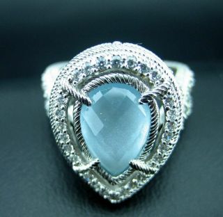 Judith Ripka 925 Sterling Cubic Zirconia Teardrop Gemstone Cast Ring - Size 6.  25