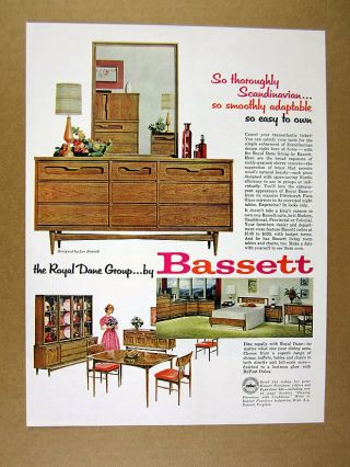1960 Bassett Royal Dane Group Leo Jiranek Designed Furniture Vintage Print Ad