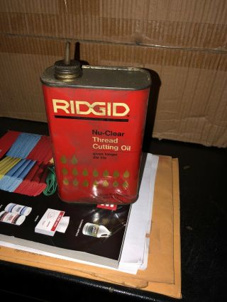 Vtg Ridgid Tool Thread Cutting Oil Can Gas Station Gasoline Motor Box
