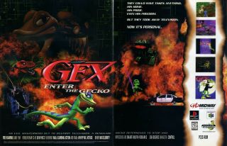 Gex Enter The Gecko N64 Playstation Ps1 Pc Game Two Page Print Ad Poster 1998