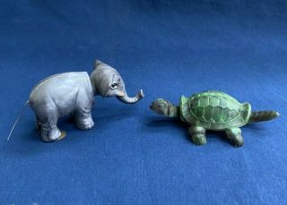 2 Vintage S.  A.  Reider Co.  Plastic Celluloid Nodders Germany Turtle & Elephant