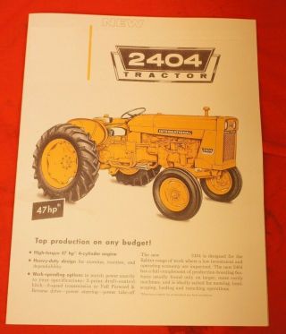 International 2404 Utility Tractor Sales Brochure Ih Farmall Wide Front Yellow