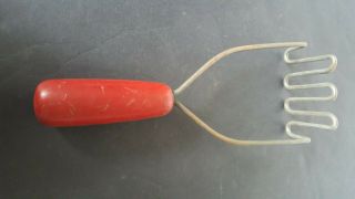 Vintage Potato Masher With Red Wood Handle