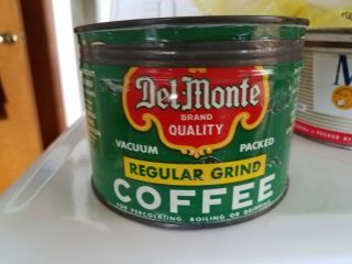 VINTAGE COFFEE TINS.  MONARCH & DELMONTE 1 EACH 2
