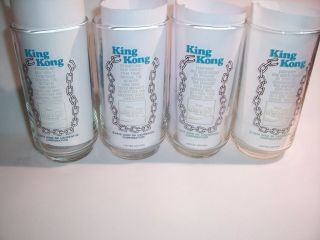 4 Coca Cola King Kong Drinking Glasses Limited Edition 1976 2