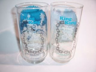4 Coca Cola King Kong Drinking Glasses Limited Edition 1976 3