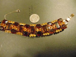 Juliana By Delizza & Elster Magnificent Amber Rhinestone 5 Link Bracelet 7 " Long