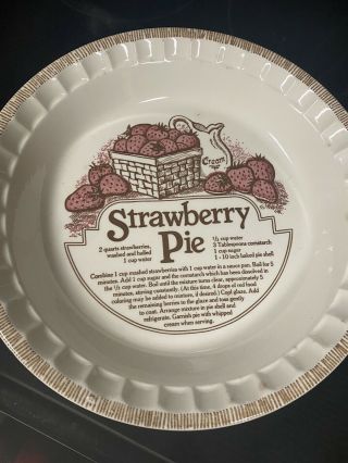 Vintage Jeanette Royal China Strawberry Pie Plate Dish Ruffled - Edge W/recipe