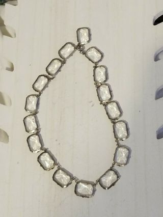Art Deco Sterling Silver Clear Crystal Choker Necklace